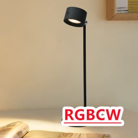 Magnetic Touchable LED USB Rechargeable Table Lamp 360 Rotate Cordless Remote Control Desk Lights Home Bedroom Wall Night Lamp (size: Black-Table Lamp-RGBCW)