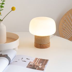 Japanese Cream Mushroom Table Lamp Ins Nordic Log Style (Option: Button Switch-Table Lamp-AU)