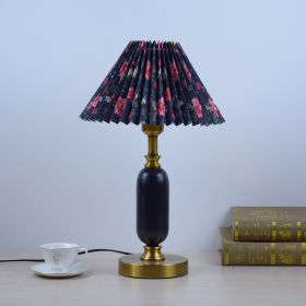 Warm Chinese Style Ceramic Wedding Master Bedroom Decorative Lamp (Option: Black printed pleats-Dimmer Switch-AU)