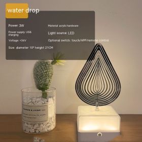 Creative Three-dimensional Rotating Ambience Light Bedroom (Option: Three Colors-Water Drop-USB)