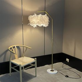 Creative Marble Feather Floor Lamp In Living Room (Option: Gold feather floor lamp-AU)