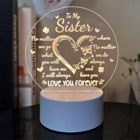 Creative 3D Night Heart Shaped Blessing Language USB Small Table Lamp (Option: Color1-Three color USB)