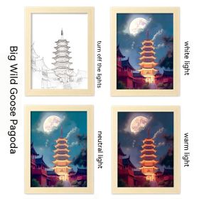 LED Luminous USB Interface Picture Frame Decorative Painting Bedroom Bedside Small Night Lamp Decoration (Option: Big Wild Goose Pagoda-17x22cm)