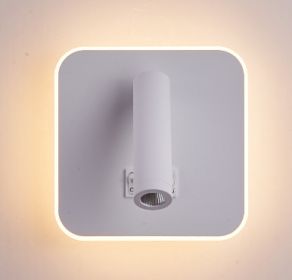 Modern Minimalist Bedside LED Wall Lamp Creative Led Spotlight (Option: With 14wled Warm Light-B204 Square White)