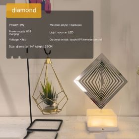 Creative Three-dimensional Rotating Ambience Light Bedroom (Option: Three Colors-Diamond-USB)