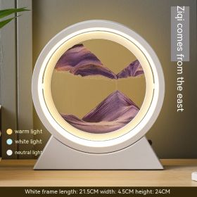 Quicksand Painting Hourglass Decoration Small Night Lamp Atmosphere Gift (Option: Dry Battery Plug In Type-White Frame Purple Sand)