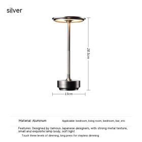 Touch Decorative Table Lamp Led Bedside Atmosphere Small Night Lamp (Option: Silver 4000mAH)