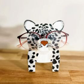 1pc Pet Glasses Stand; Wooden Eyeglass Holder Display Stand; Creative Animal Glasses Holder For Desktop Accessory; Home Office Desk Decor (Style: Spotted Bear)