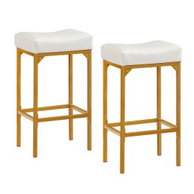 Bar stool set 2PC (White+Golden/Grey+Black) (Color: Golden)