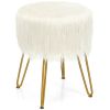 Faux Fur Vanity Stool Chair with Metal Legs for Bedroom and Living Room