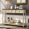 Console Table Sofa Table with Drawers for Entryway with Projecting Drawers and Long Shelf