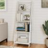 4-Tier Freestanding Ladder Bookshelf with X-Back Frame, Gray