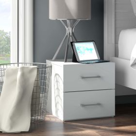 Lundy Low Profile Nightstand with USB, Black, by Hillsdale Living Essentials (Color: White)