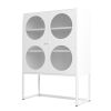 47.2 inches high Metal Storage Cabinet with 2 Mesh Doors; Suitable for Office; Dining Room and Living Room; White