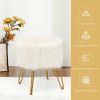 Faux Fur Vanity Stool Chair with Metal Legs for Bedroom and Living Room