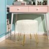 Faux Fur Vanity Stool Chair with Metal Legs for Bedroom and Living Room