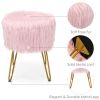 Faux Fur Vanity Stool Chair with Metal Legs for Bedroom and Living Room