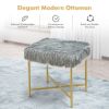 Luxurious Faux Fur Covered Footrest Stool with Gold Metal Base