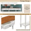 Solid Wood Console Table;  Classic Entryway Table with Storage Shelf and Drawer for Home