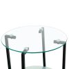 2-piece set  Tempered Glass End Table;  Round Coffee Table for Bedroom Living Room Office