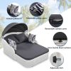 79.9" Outdoor Sunbed with Adjustable Canopy;  Double lounge;  PE Rattan Daybed