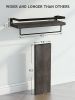 Floating bathroom shelf with towel rail; bathroom/living/kitchen/bedroom wall shelf set of 2; light brown; dark brown; black.