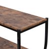 Rustic Industrial Design Demilune Shape Textured Metal Distressed Wood Console Table