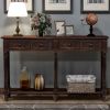 Console Table Sofa Table Easy Assembly with Two Storage Drawers and Bottom Shelf for Living Room, Entryway