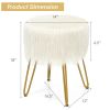 Faux Fur Vanity Stool Chair with Metal Legs for Bedroom and Living Room