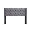 Velvet Button Tufted-Upholstered Bed with Wings Design - Strong Wood Slat Support - Easy Assembly