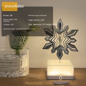 Creative Three-dimensional Rotating Ambience Light Bedroom (Option: Monochrome-Snowflake-USB)