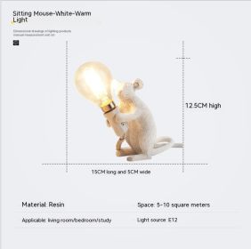 Resin Animal Mini Mouse Decorative Lamp (Option: AU Without Light Source-White Sitting Mouse)